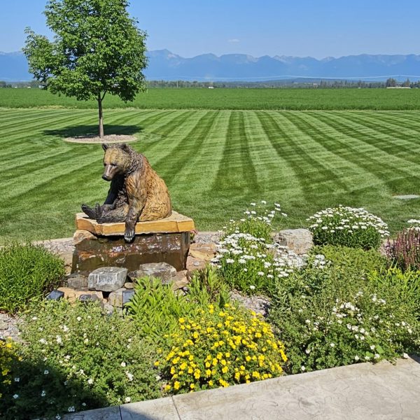 Mow, Bed, Bear Fountain